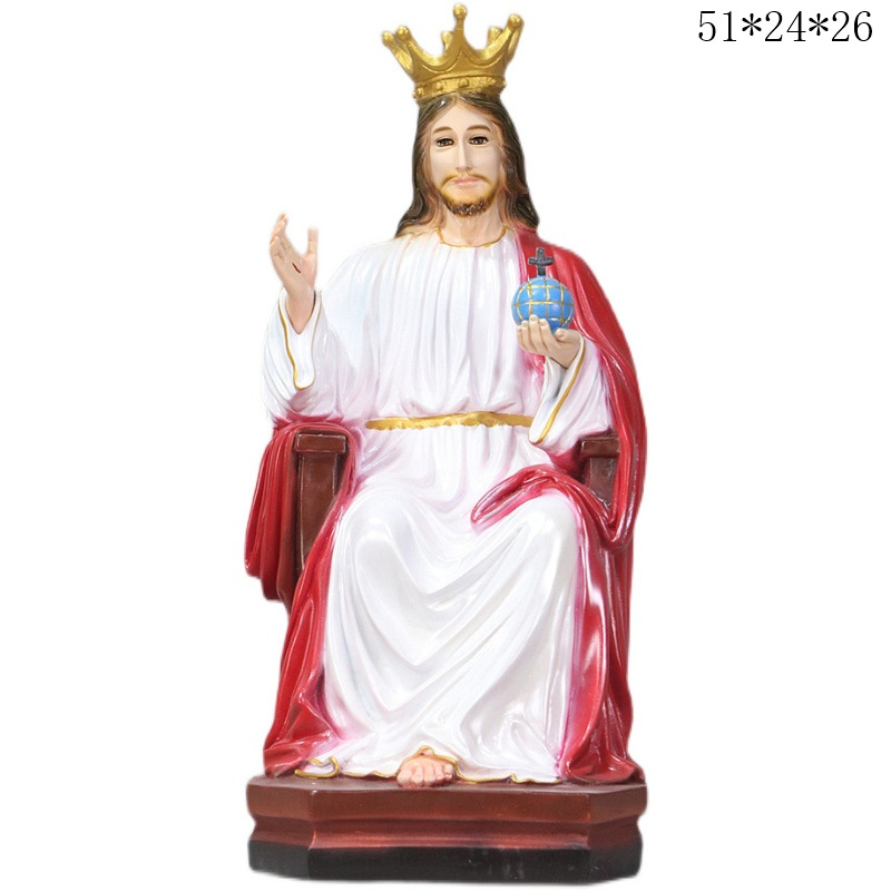 50cm transfronterizo del trono del rey, estatuas de la iglesia de la casa decora la sala de estar de la figura principal