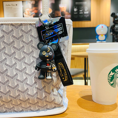 Hangli Creative Semi-Anatomical Mechanical Bear Car Keychain Male Personality Couple Bag Pendant Small Gift Wholesale