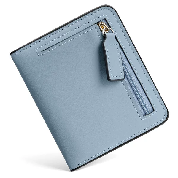 Women's Simple Leather Zipper Wallet with Rfid Protection