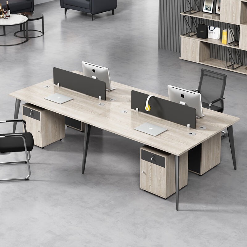 Simple moderno blanco cremoso-Estación de escritorio de oficina personal financiero Escritorio de seis personas Oficina y silla combinación al por mayor