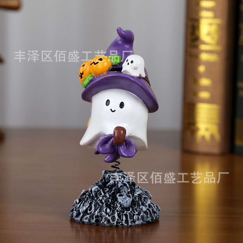 Disposición transfronteriza de props de Halloween resina fantasma blanco adornos pequeños regalos fantasmas decoraciones de atmósfera de terror