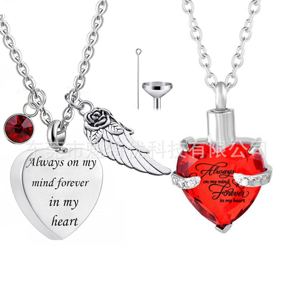 Joyería conmemorativa de cenizas de hueso fijo collar de vidrio tallado mascota ataúd cinerario cumpleaños amor colgante piedra collar de acero inoxidable