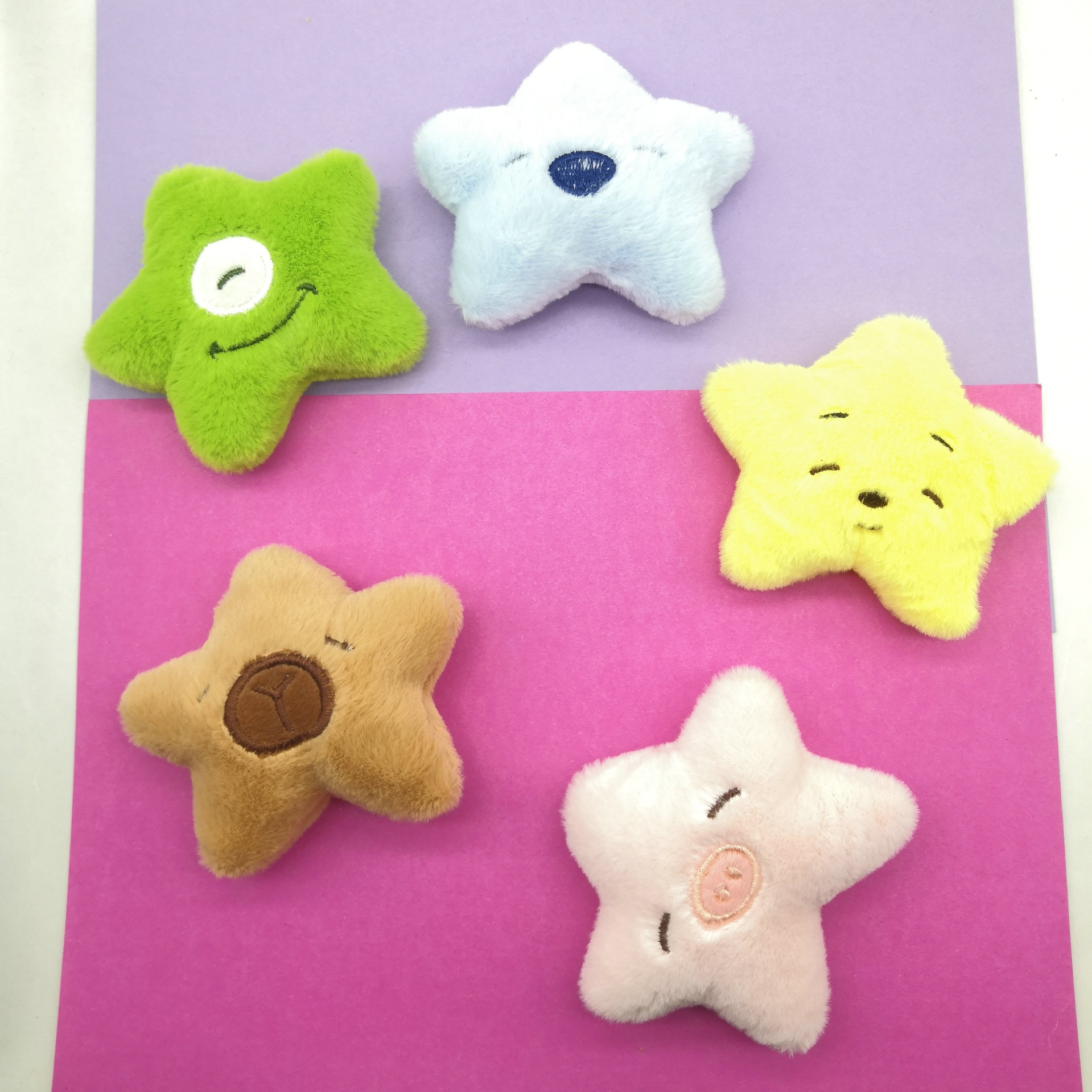 毛绒充棉星星系列布贴卡通公仔动物头服饰包包擦手巾毛绒配饰件