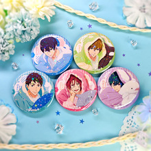 Free!男子游泳部动漫同人周边七濑遥橘真琴松冈凛镭射流沙星徽章
