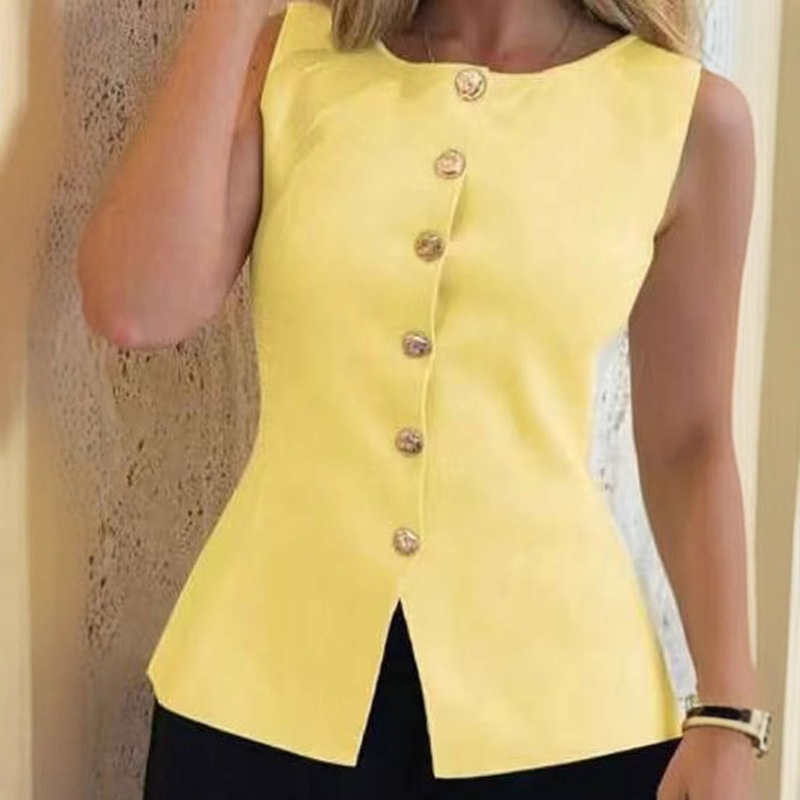 2026 Summer Solid Color Sleeveless Knitted Cardigan for Women, Slim Fit, Thin, Elegant Commuter Sweater Jacket, Cross-Border