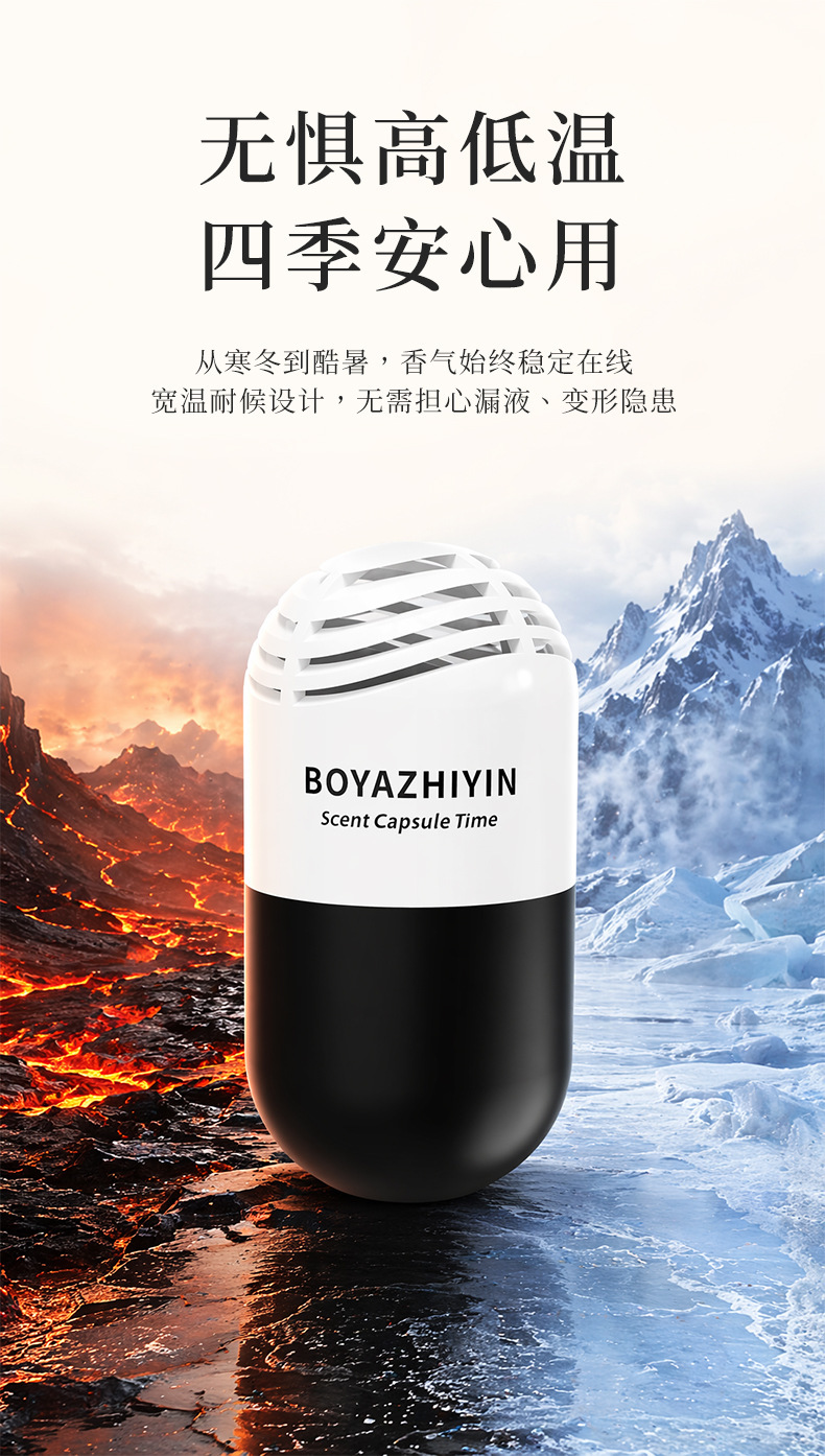 New car air freshener capsule, long-lasting car fragrance, solid car air freshener, odor eliminator