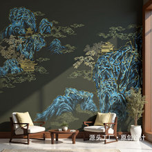 高级轻奢8d国风高档立体背景墙壁纸浮雕民宿酒店背景画壁画