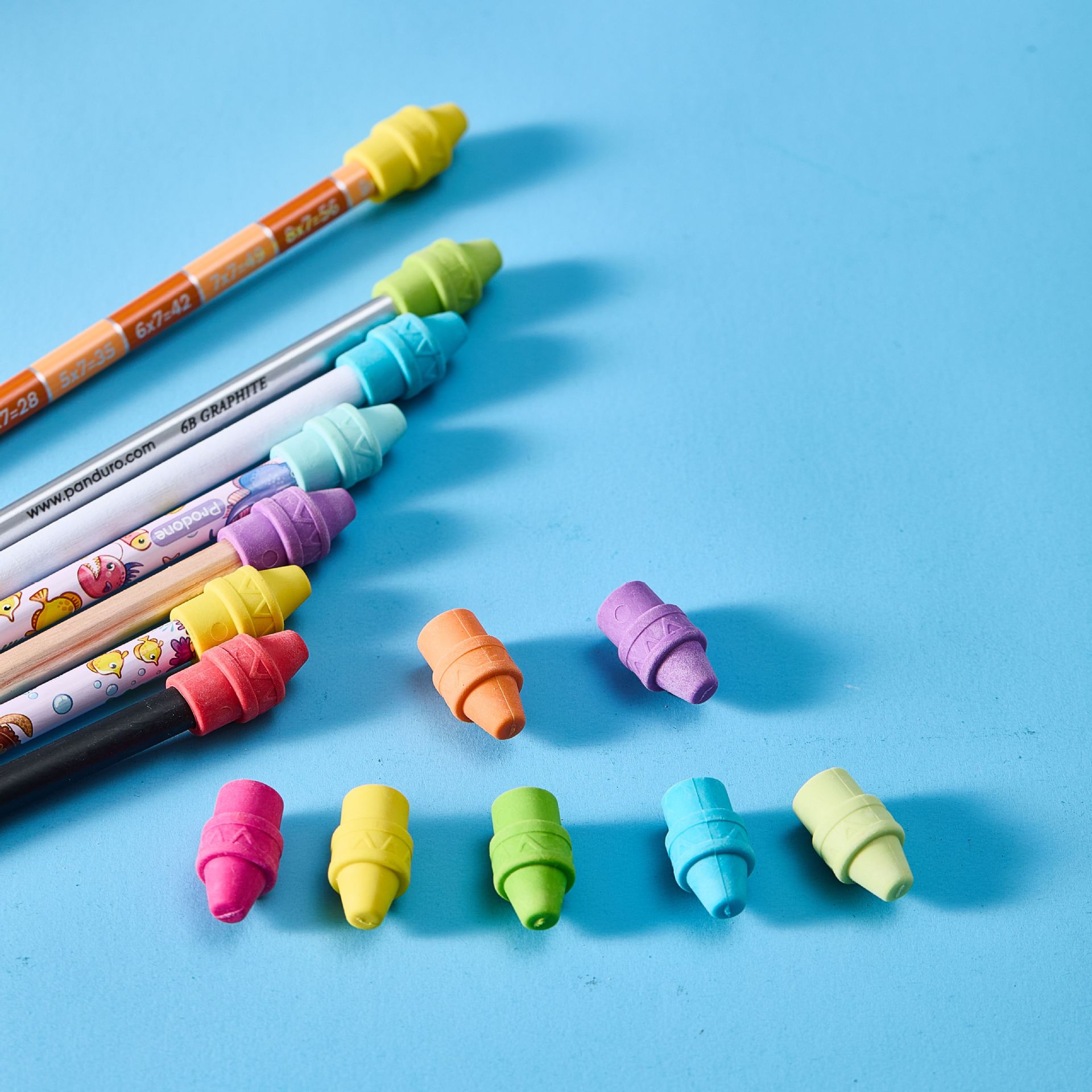 Cubierta de goma de cabeza de bala de color sin látex suave borracha cubierta de lápiz cubierta de lápiz cubierta de goma de cabeza de lápiz regalo