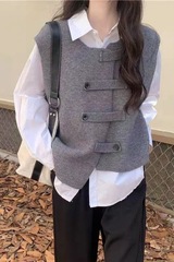 春秋潮流不规则马甲2025春秋设计感小众洋气无袖坎肩开衫上衣