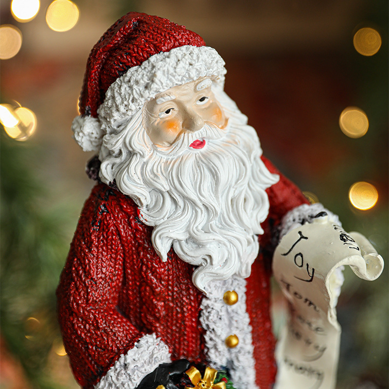 新しいアイデアクリスマスプレゼント置物クリスマス装飾樹脂サンタクロース人形デスクトップ芸術品置物|undefined
