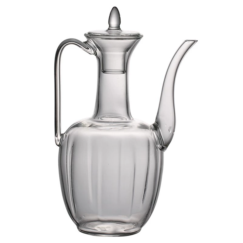 Transparent glass green tea, retro teapot