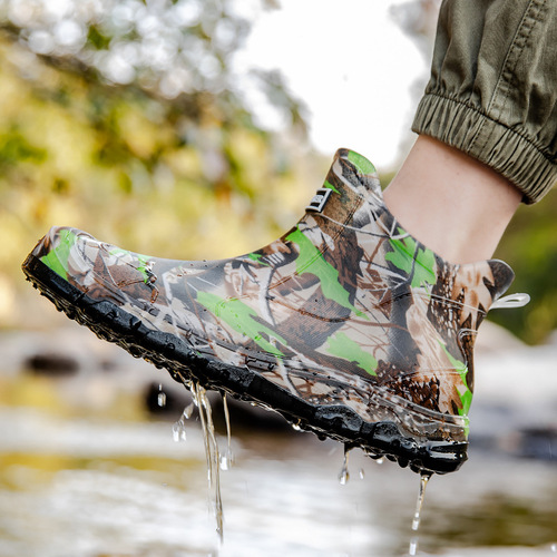 Cross-border casual versatile wear-resistant camouflage rain shoes men's water shoes rain boots waterproof short boot rubber shoes anti-slip labor water boots 
