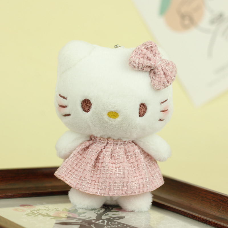 Lindo gatito colgante muñeca de juguete de peluche Chanel estilo gatito colgante llavero muñeca