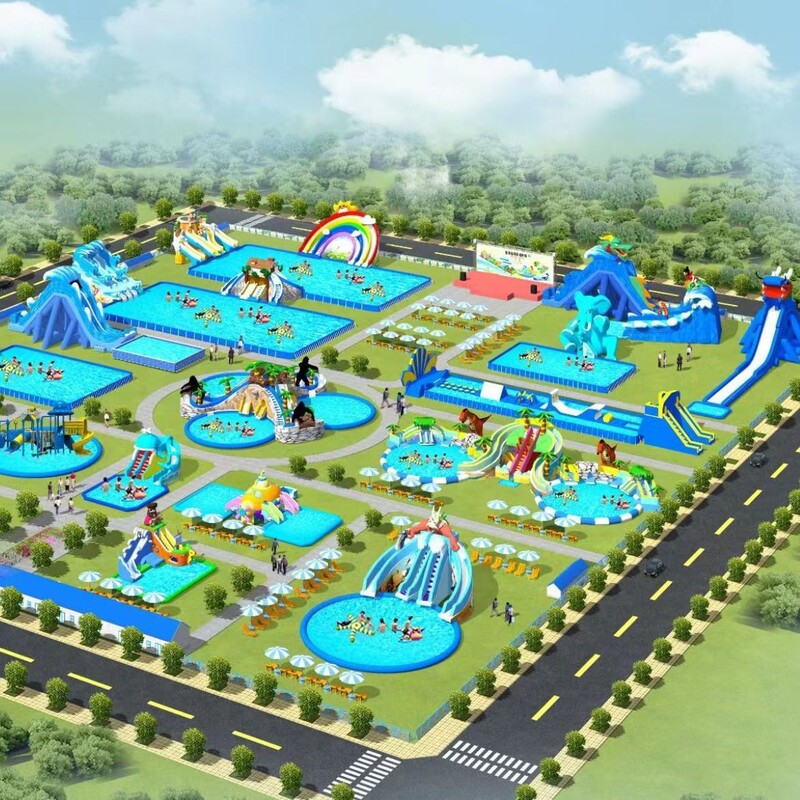 Large Inflatable Water Park Castle Equipment Water Slide Floating Island Water Breakthrough Combination Bracket Swimming Pool