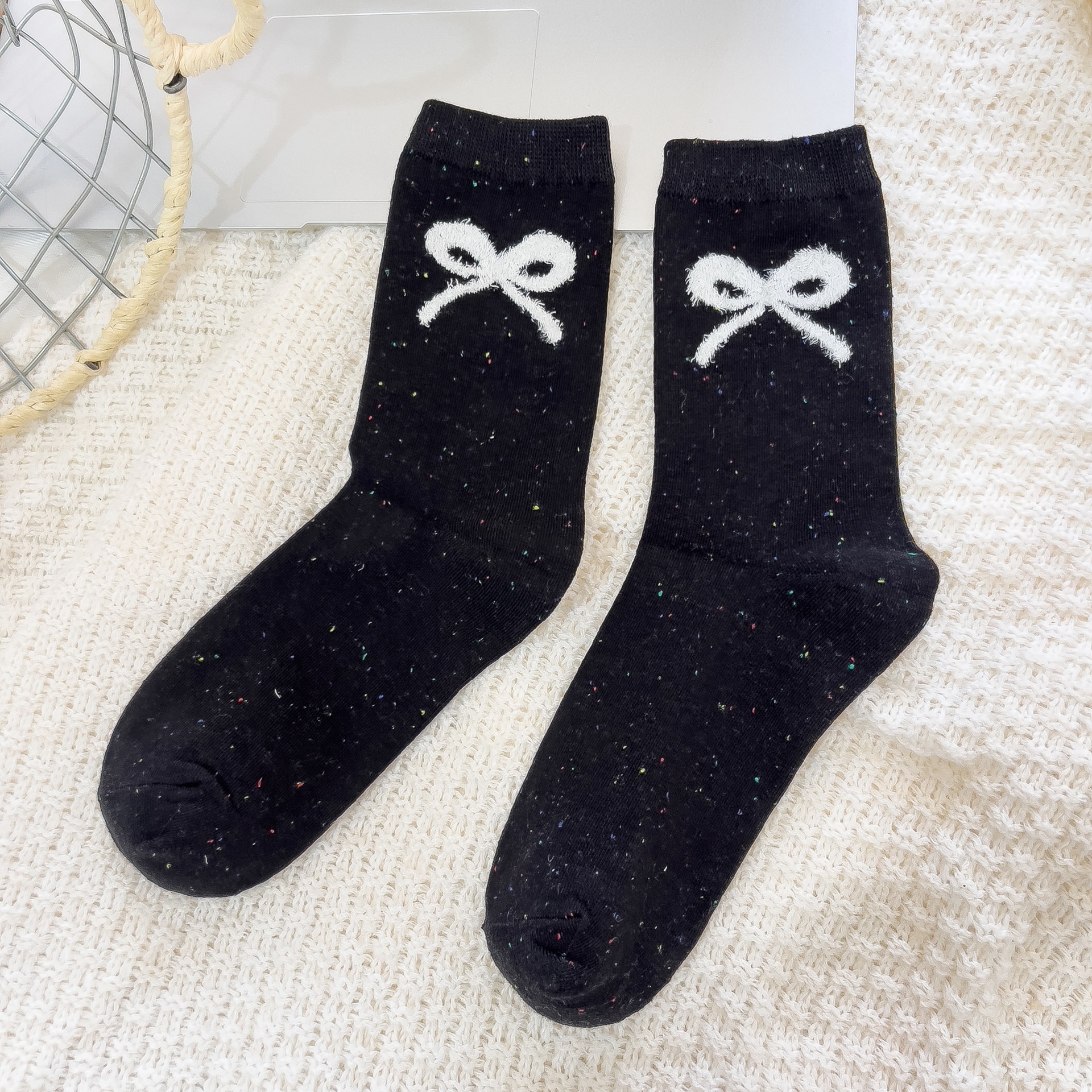 45g Weight Socks Classification Socks Lingerie Type Cotton Fabric Type A Pair Quantity Holiday Occasion Non-Slip Function Bow Knot Pattern Summer Season Women's Gender Sweet Style Sweet Women's Bow Knot Cotton Crew Socks A Pair 21