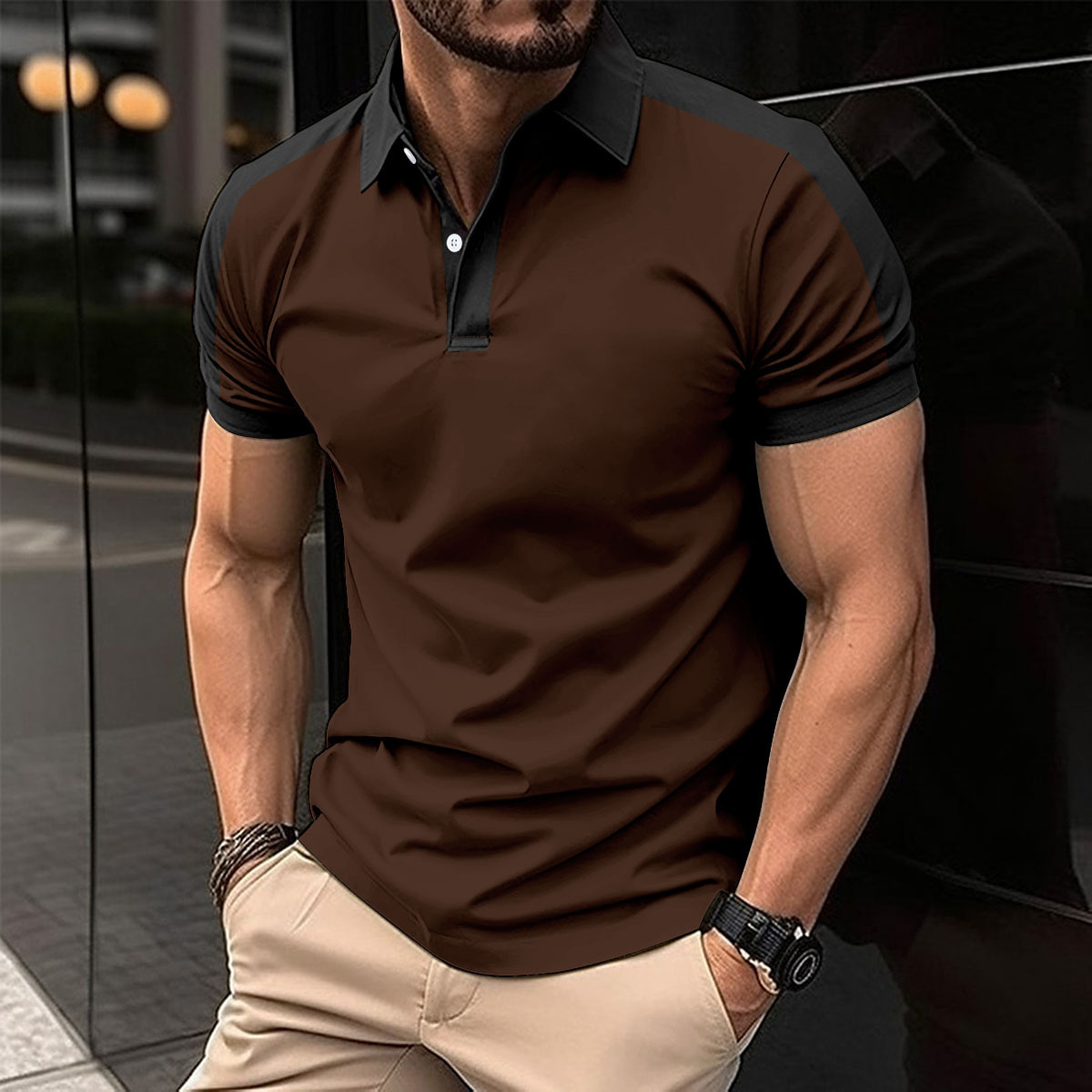 246g Weight Short Sleeve Sleeve Length Polyester Fabric Type Regular Top Length Casual, Daily Occasion Turndown Neckline Regular Fit Fit Type Color Block Pattern Summer Season Men's Gender Simple Style, Classic Style Style Wholesale Men's Polyester Simple Style Classic Style Color Block Short Sleeve Men's T-shirt 6