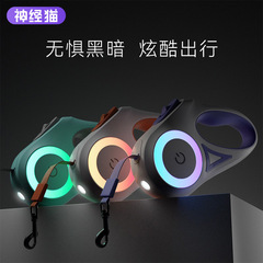 Pet luminous traction rope for small and medium-sized dogs with light, automatic retractable traction dog leash, dog leash, cat outing supplies