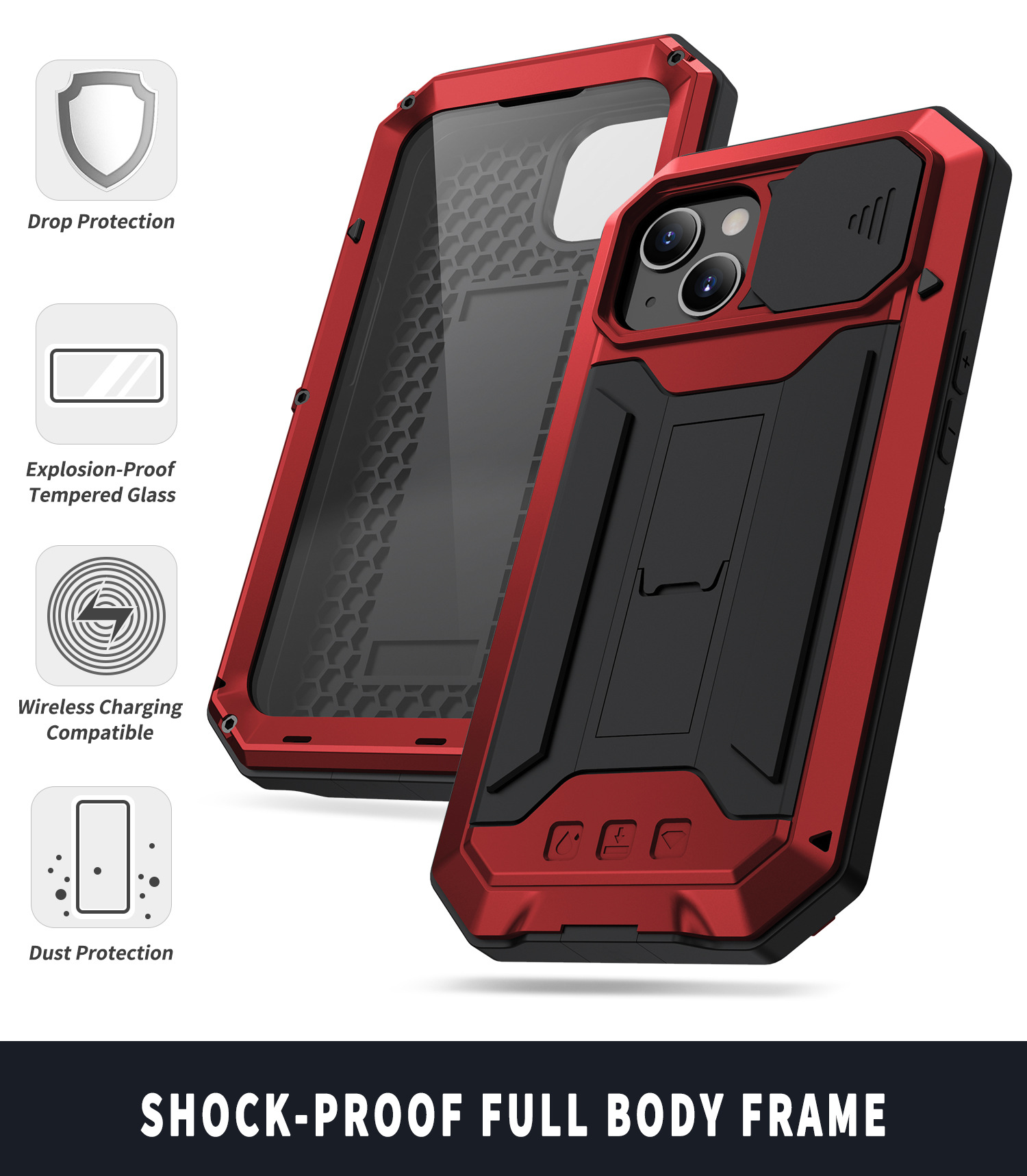 Shockproof Phone Case for iPhone 14 Pro 13 Max with Heat Dissipation