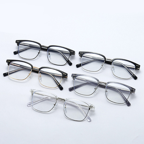 8009 New Retro Eyebrow Glasses Men's TR Business Frame Half-Frame Material Insert Pin Can Be Matched With Myopia Glasses