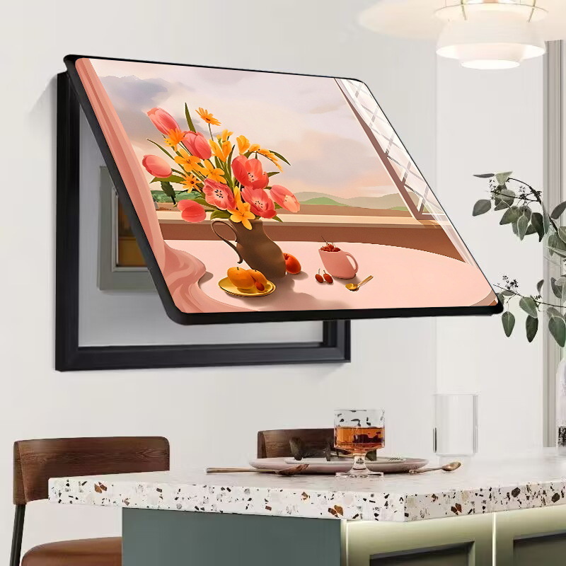 Caja de medidor, pintura decorativa, oclusión, caja de interruptor sin agujeros, caja de distribución, sala de estar, comedor, pintura de porcelana de cristal, simplicidad moderna, lujo ligero