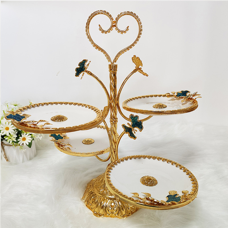 네 머리 나비 세라믹 과일 접시