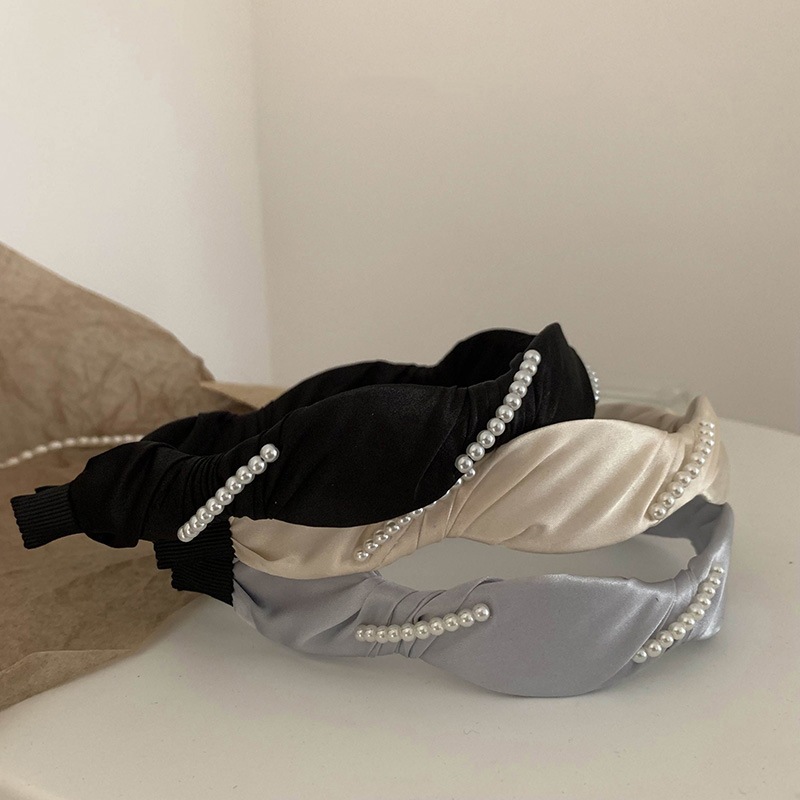 Nueva perla bobinado diadema hecha a mano de las mujeres lavado cara simple horquilla Corea del Sur avanzada simple diadema accesorios para el cabello