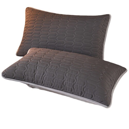 防水防螨夹棉枕套一对装全纯色枕巾枕头套保护枕芯套家用4874