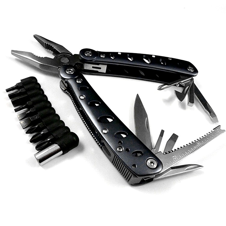 不锈钢多功能尖嘴钳子 22功能带螺丝批布套装 野营救生组合工具钳