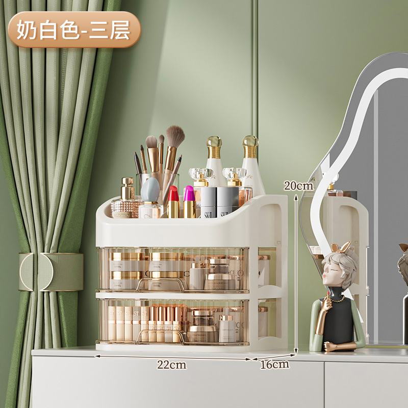 化妆品收纳盒桌面收纳防尘塑料收纳置物架轻奢护肤品面膜口红跨境|undefined
