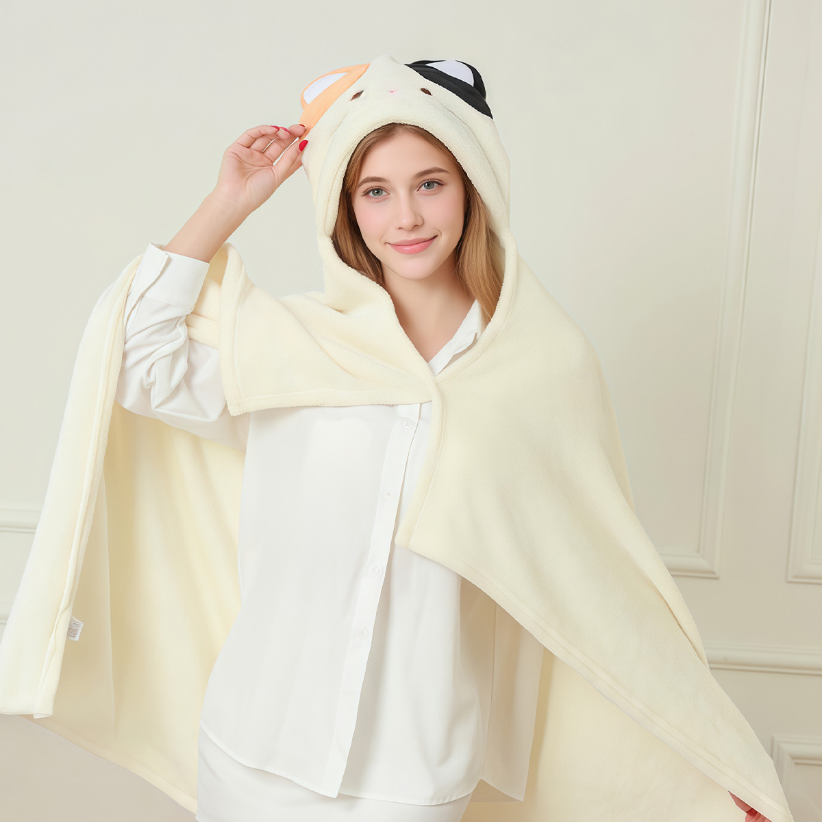 Manta informal con capucha de lana, manta para sofá, manta para siesta en la oficina, manta para aire acondicionado, chal, capa.