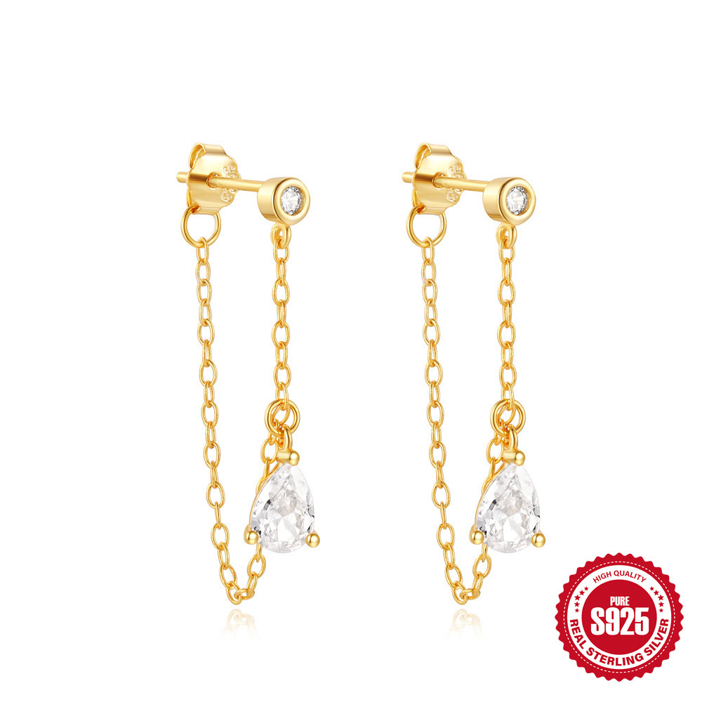 Nuevos pendientes de plata de ley s925 para mujer, estilo ins, estilo francés, simple y elegante, circonio cuadrado, orejas retorcidas irregulares