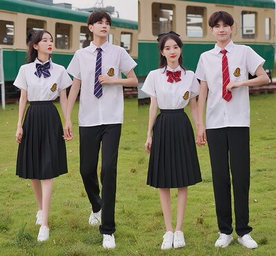 school uniform suit College wind Middle school student Short-sleeved shirt shirt skirt junior middle school Senior high school student sports meeting graduation Class clothes