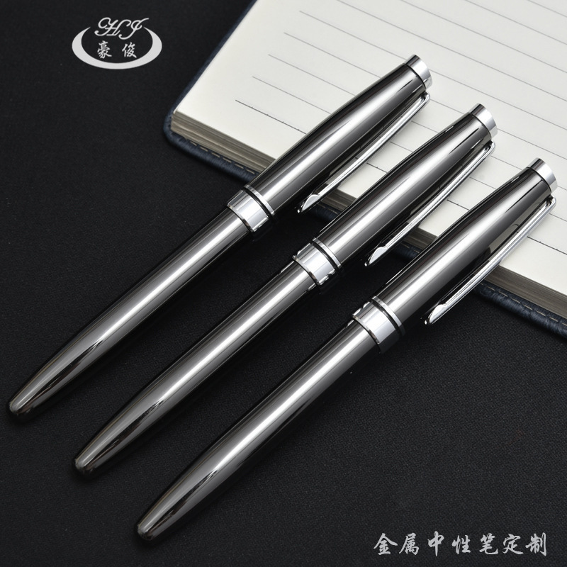 Jinxian Pen Factory Customized Gold Black Metal Signature Pen Orb Pen Insert Type Stainless Steel Rod Printed Logo
