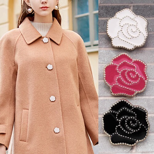 Roses button colorful decorative buttons coat windbreaker outerwear sweater cardigan knitwear women versatile clothing buttons