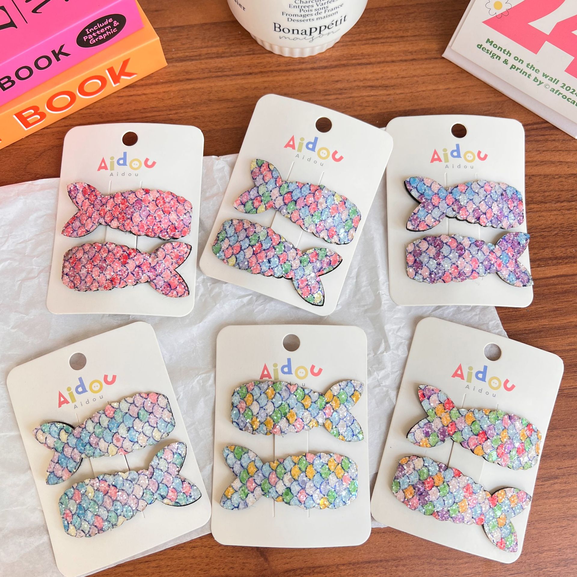 韓國亮片美人魚尾髮夾可愛女童側邊夾碎發BB夾寶寶公主劉海夾髮飾