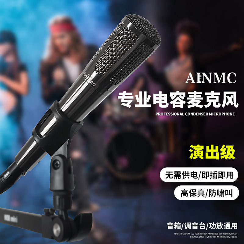Ainmcsr314Pro Handheld Condenser Microphone for Live Singing, Vocal Recording, Stage Performance, and Dedicated Sound Card Use