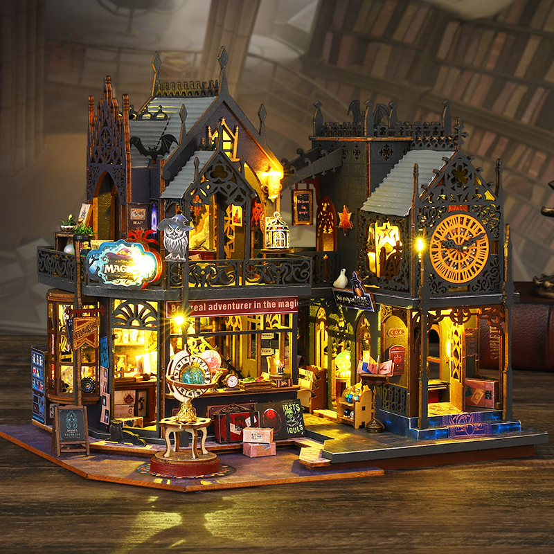 佳特DIY小屋ES012霍洛魔城木造手作りミニチュア景観模型置物プレゼント|undefined