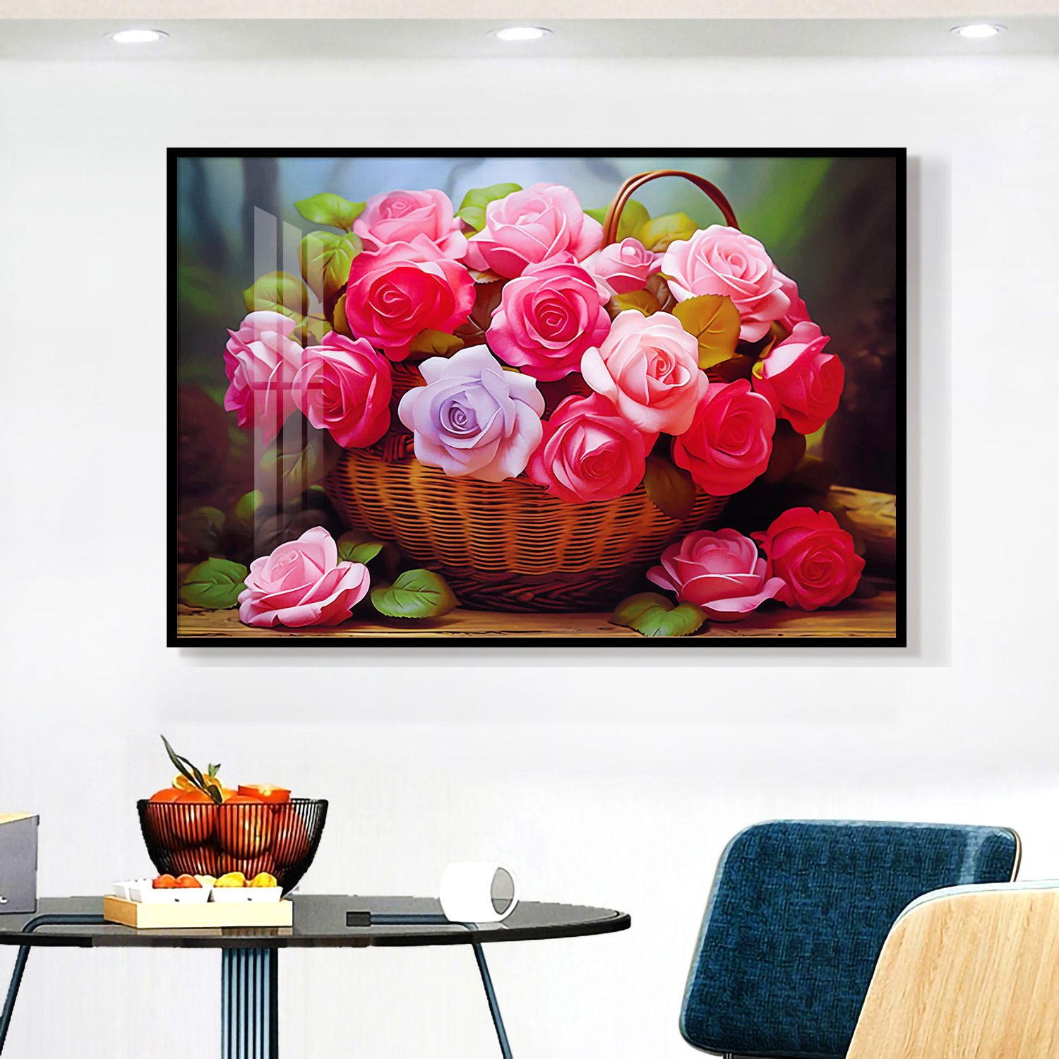 Mona Lisa real bordado cruzado una cesta de rosas actualizada nueva decoración floral simple bordado a mano image 11