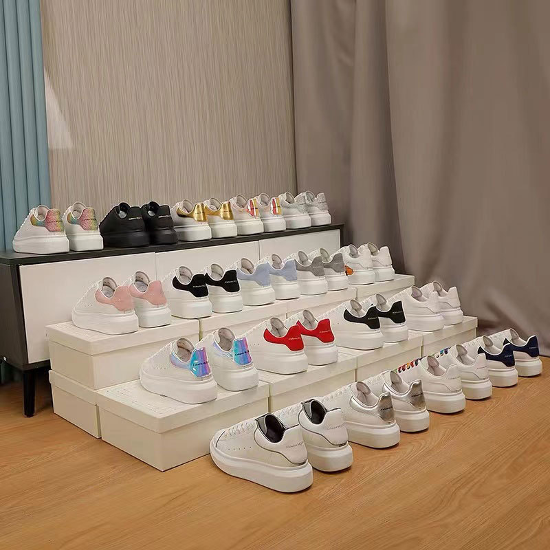 McQueen white shoes for women 2023 new autumn height increasing platform all-match canvas shoes genuine leather casual couple Board Shoes