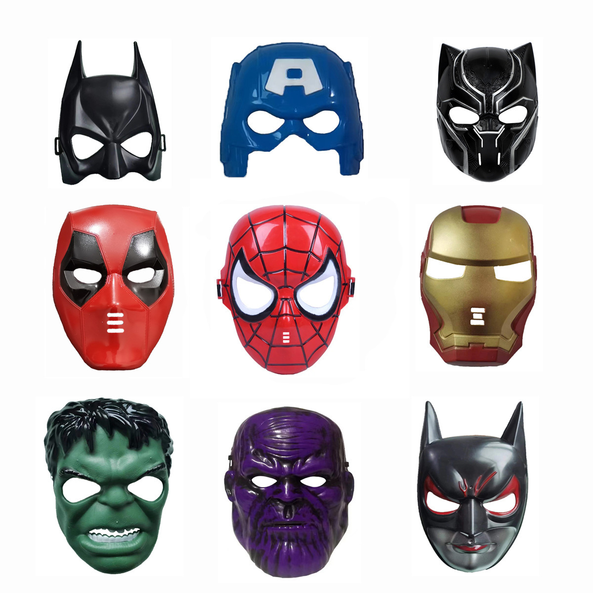 Máscara de anime de Marvel Máscara de Halloween Spider-Man Hulk Batman Capitán América Suministros de evento de disfraces