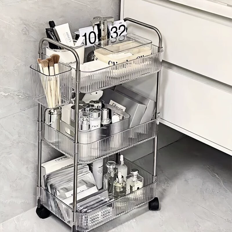 Storage rack Acrylic snacks trolley Cosmetics Floor-standing dormitory bookshelf Bedside desktop bathroom i7
