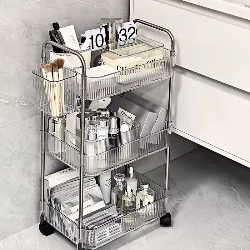 Storage rack Acrylic snacks trolley Cosmetics Floor-standing dormitory bookshelf Bedside desktop bathroom i7