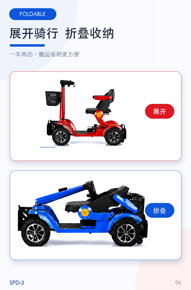 Chacha Bear's new high-end lightweight foldable electric scooter for the elderly, electric four-wheel vehicle for the disabled
