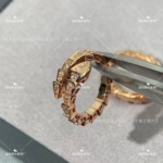 高版本V金Cnc满钻镀玫瑰金弹簧窄版灵蛇开口情侣戒指指环厂家批发