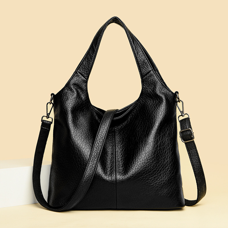 Borsa da donna, borsa nera grande, nuova borsa tote da donna, borsa versatile sotto le ascelle, borsa a tracolla monospalla di grande capacità_voghion.com