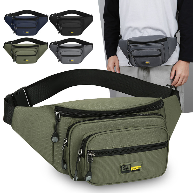 New Foreign Trade Men's Waist Bag with Multiple Compartments for Phone Storage, Trendy Single-Shoulder Crossbody Bag, Business Cash Register Chest Bag