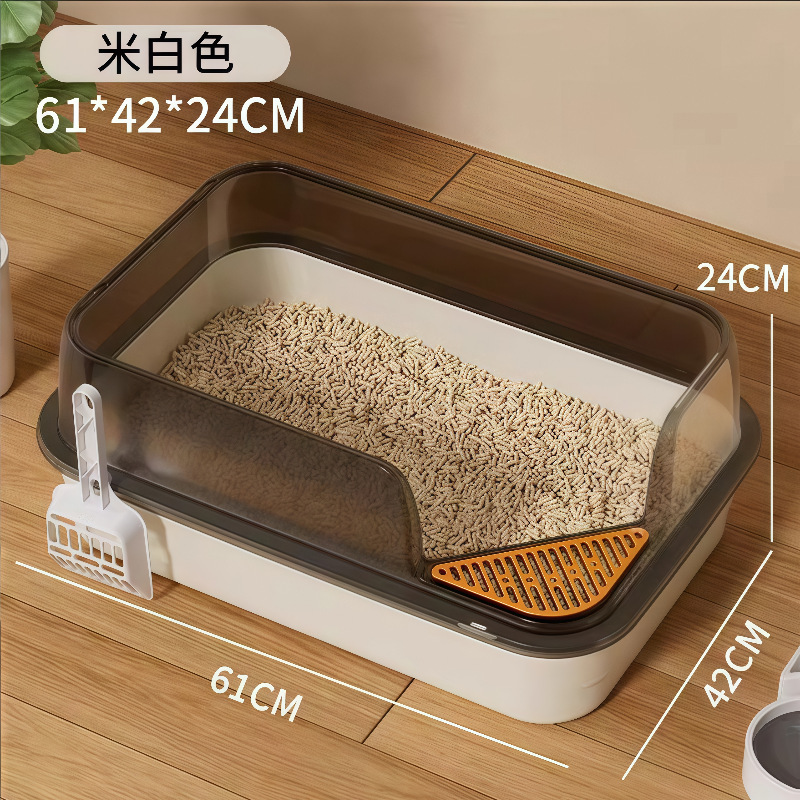 特大猫トイレ 猫トイレ 砂盤 特大飛沫防止 大型猫砂盤 うんち箱 半密閉型猫トイレ|undefined