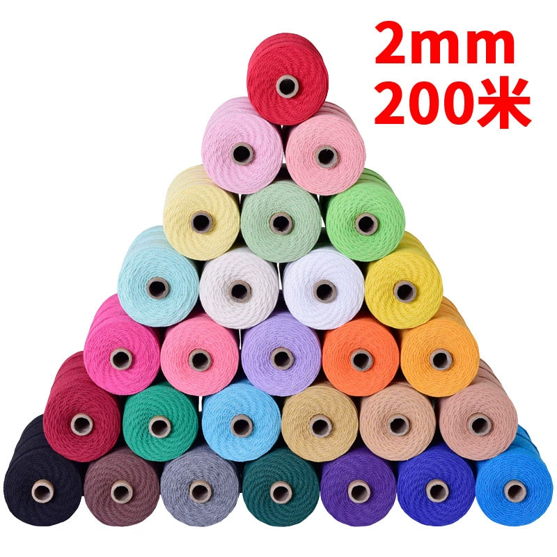 2 мм цветная хлопковая Веревка DIY Ручная работа толстая и тонкая хлопковая нить веревка Тканый гобелен веревка вязальная веревка декоративная веревка