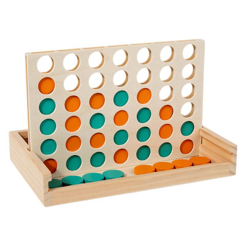 Kindergarten niños de madera tridimensional cuatro juegos de ajedrez juguetes educativos de escritorio interactivo entre padres e hijos cuatro juegos de ajedrez se pueden vender al por mayor