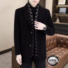 毛呢外套男中长款加厚羽绒呢子大衣男款冬季白鸭绒西装领男士风衣